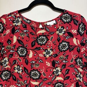 J. Jill Top Women’s Medium Petite Floral Boat Neck 3/4 Sleeve Career Lightweight